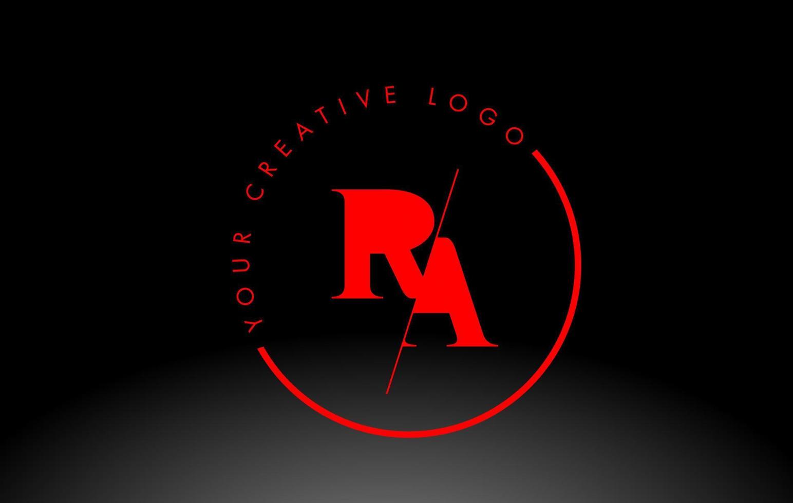 création de logo de lettre ra serif rouge avec coupe croisée créative. vecteur