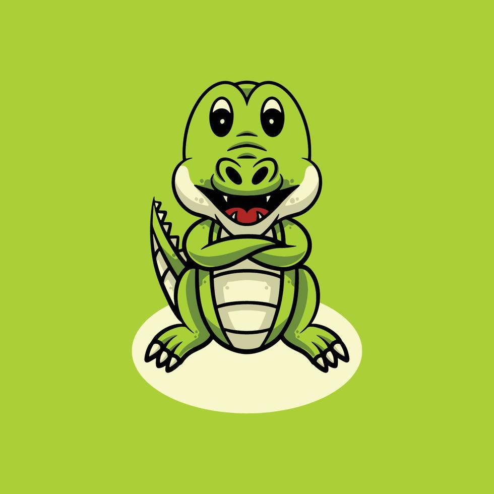 crocodile mignon souriant illustration de dessin animé vecteur