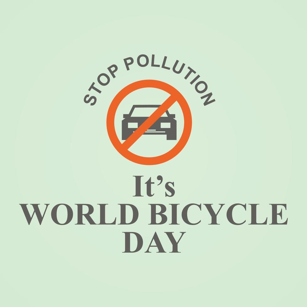 lettre stop à la pollution pour la journée mondiale du vélo le 3 juin vecteur