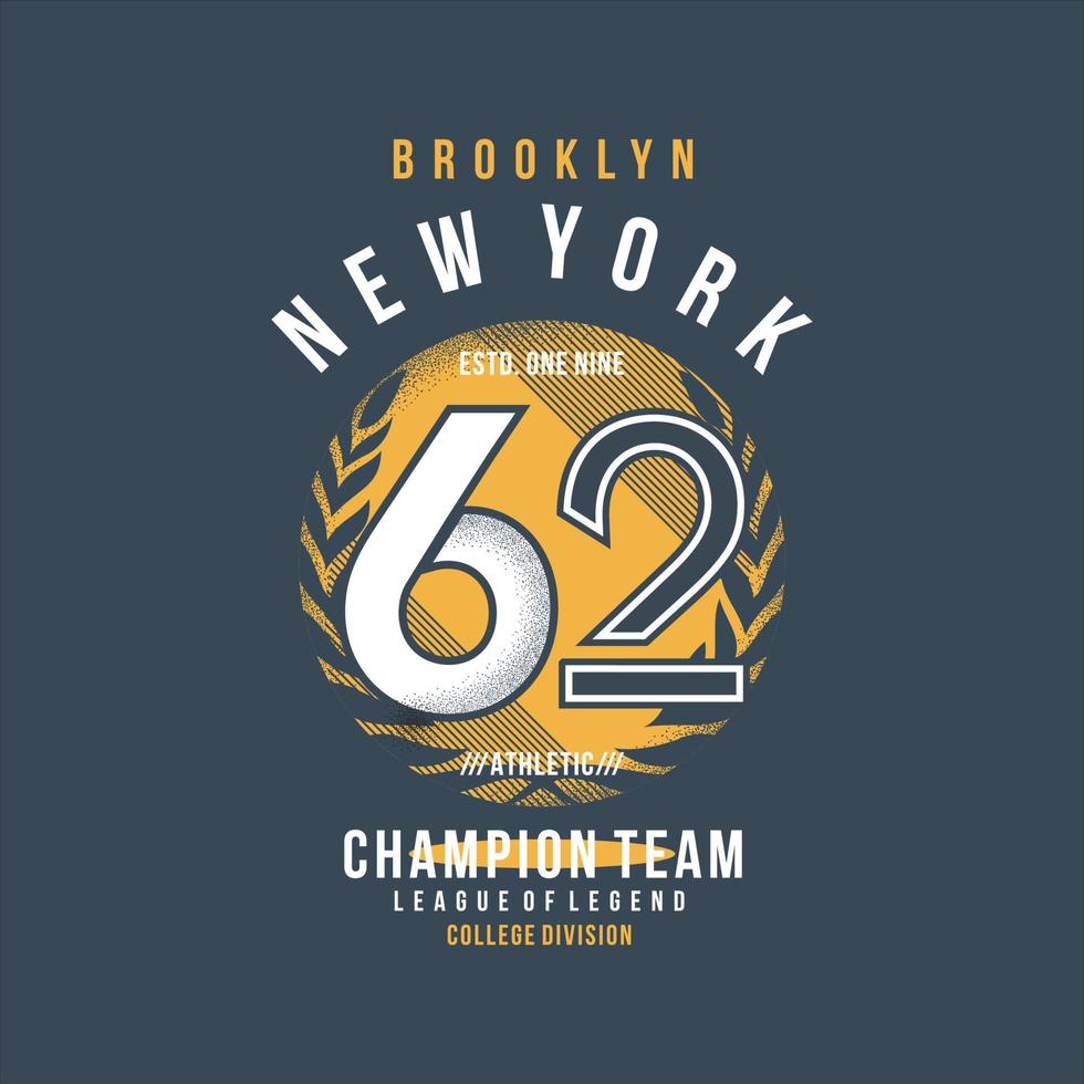 brooklyn new york city, impression vectorielle graphique de l'équipe championne universitaire sprty vecteur