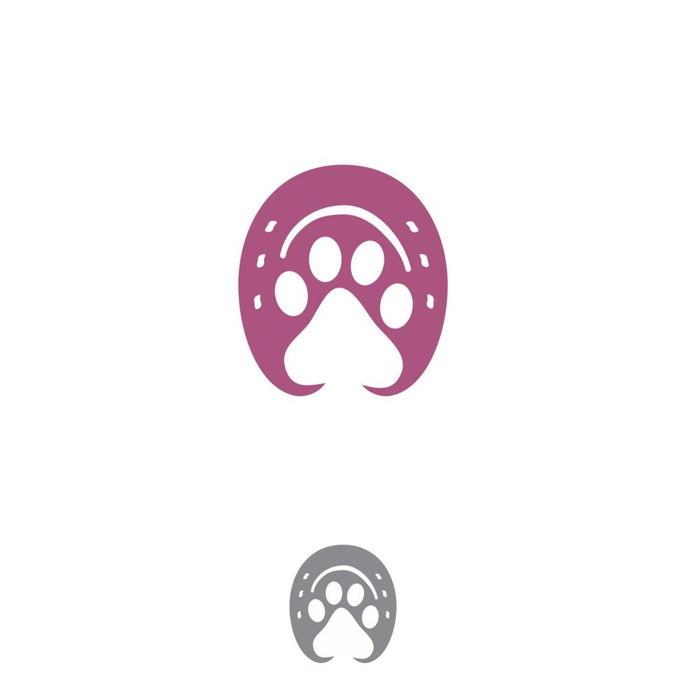 logo animal chien et cheval empreinte de pied vecteur