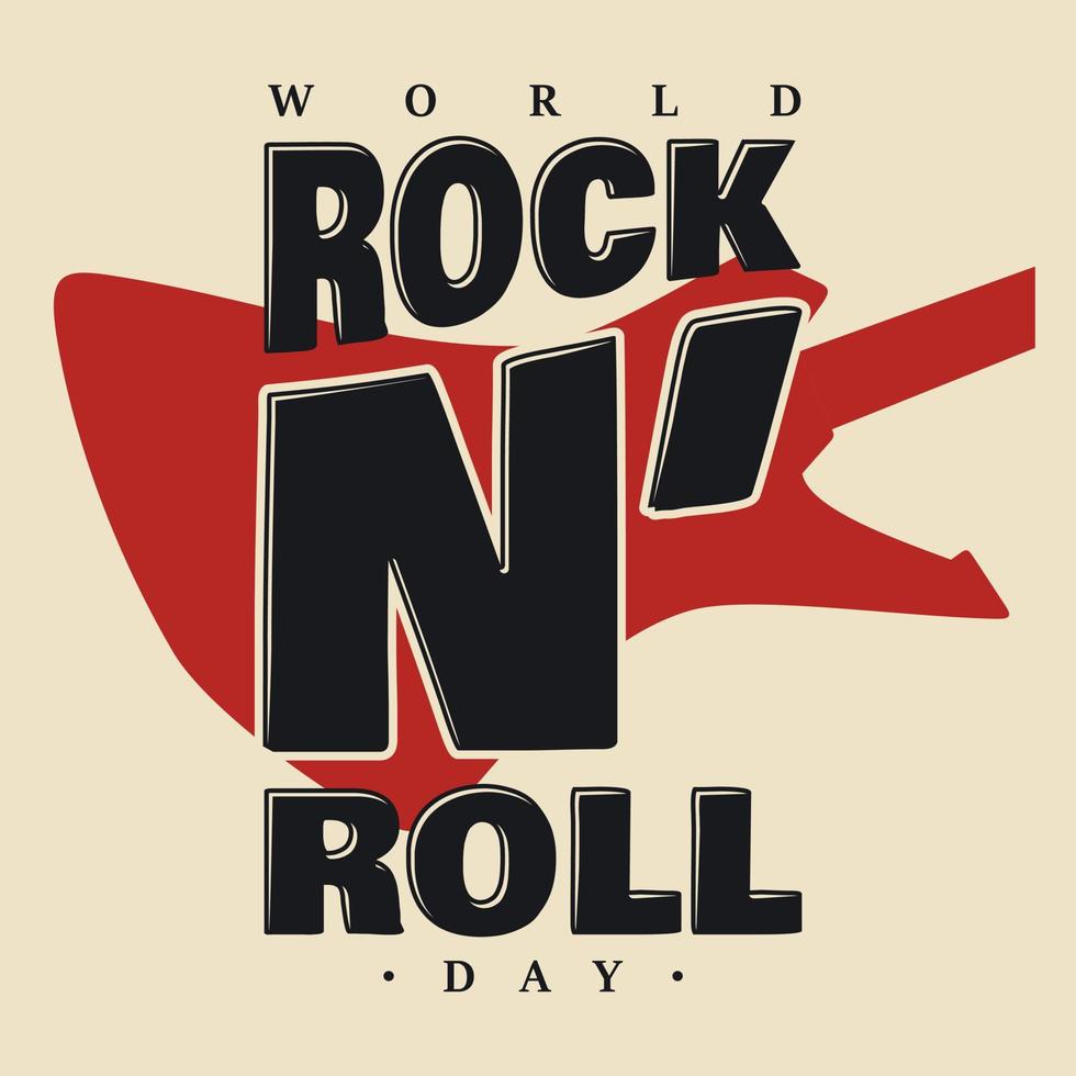 illustration vectorielle et lettrage de la journée mondiale du rock n roll vecteur