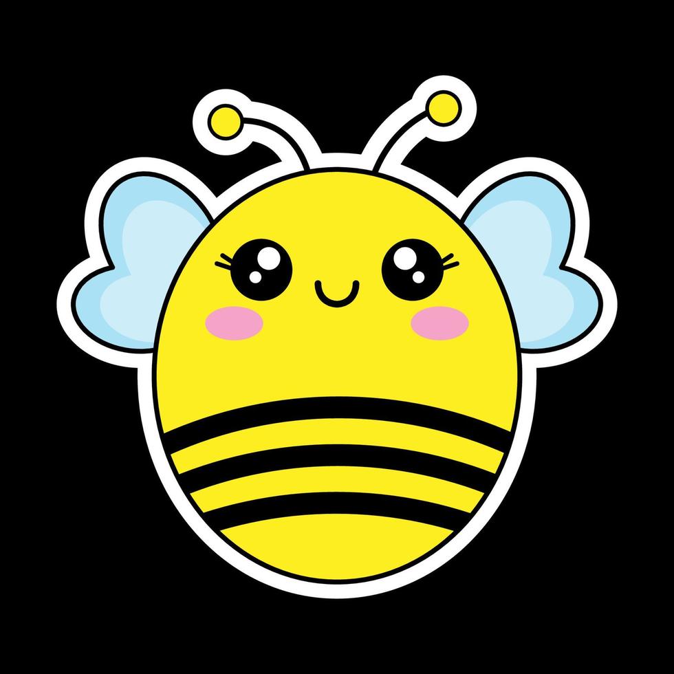 patch de personnage de bande dessinée drôle. mignon dessin animé kawaii petit autocollant d'abeille. impression enfant pour t-shirt graphique. vecteur