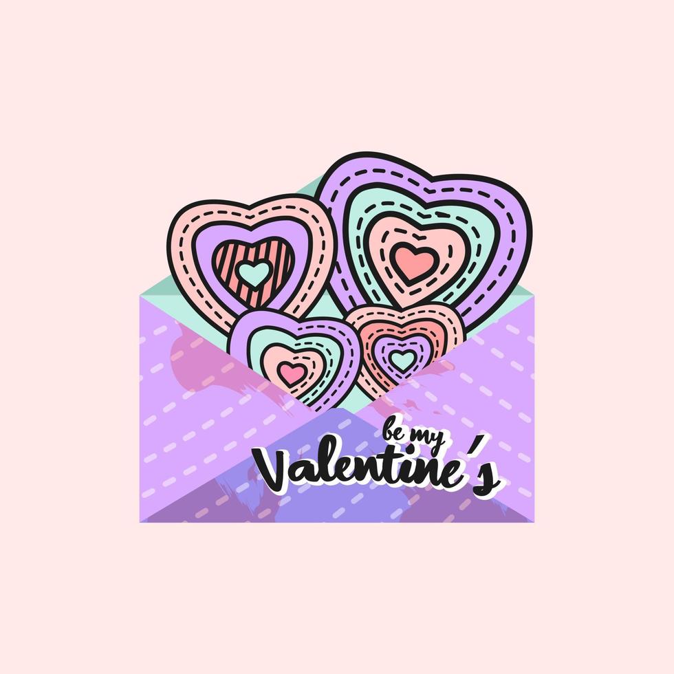 salutations de la saint-valentin avec des illustrations de lettres d'amour et de formes aux motifs variés. illustration vectorielle vecteur