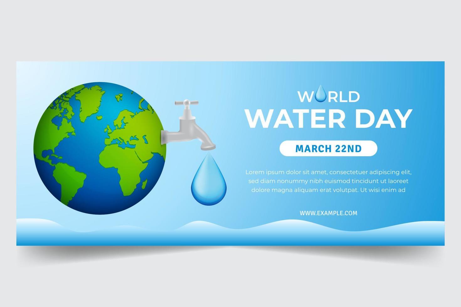journée mondiale de l'eau le 22 mars avec illustration du globe et du robinet d'eau vecteur