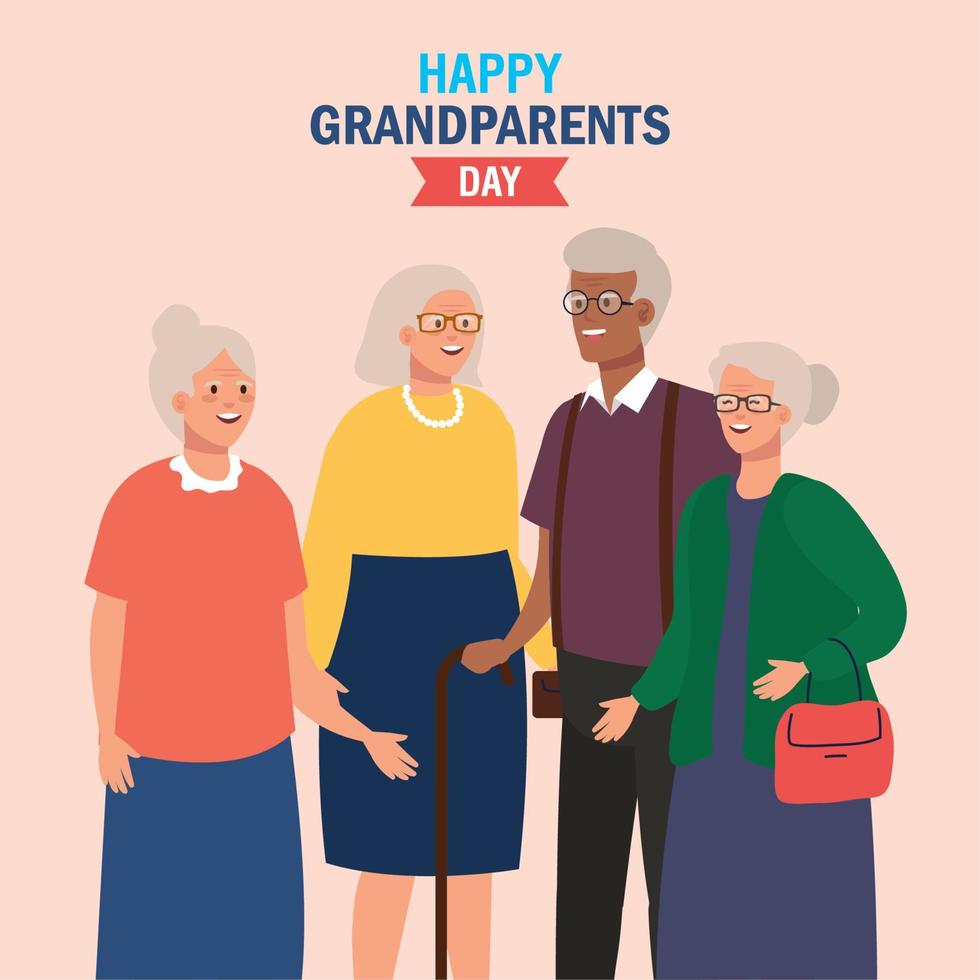 grands-mères et grands-pères sur la conception de vecteur de fête des grands-parents heureux