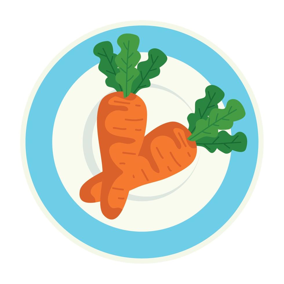 Légumes carottes fraîches sur plat, en fond blanc vecteur