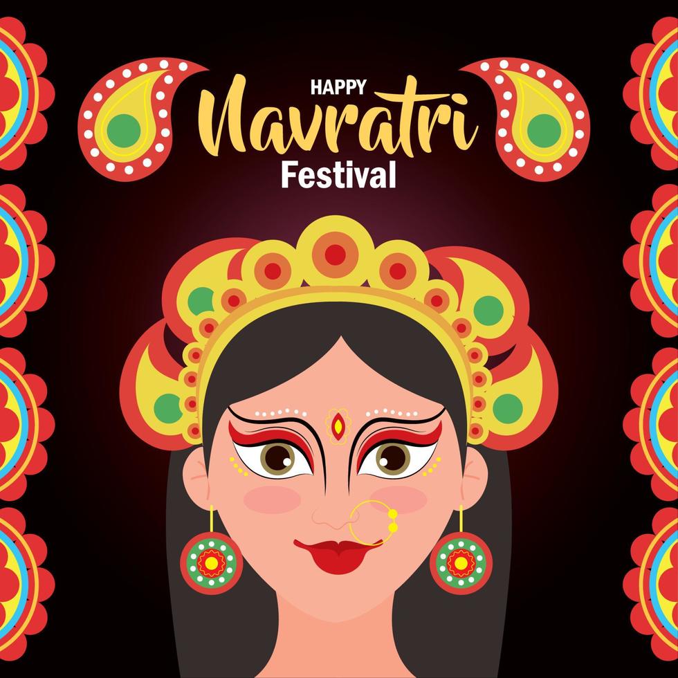 affiche de célébration happy navratri avec décoration maa durga vecteur