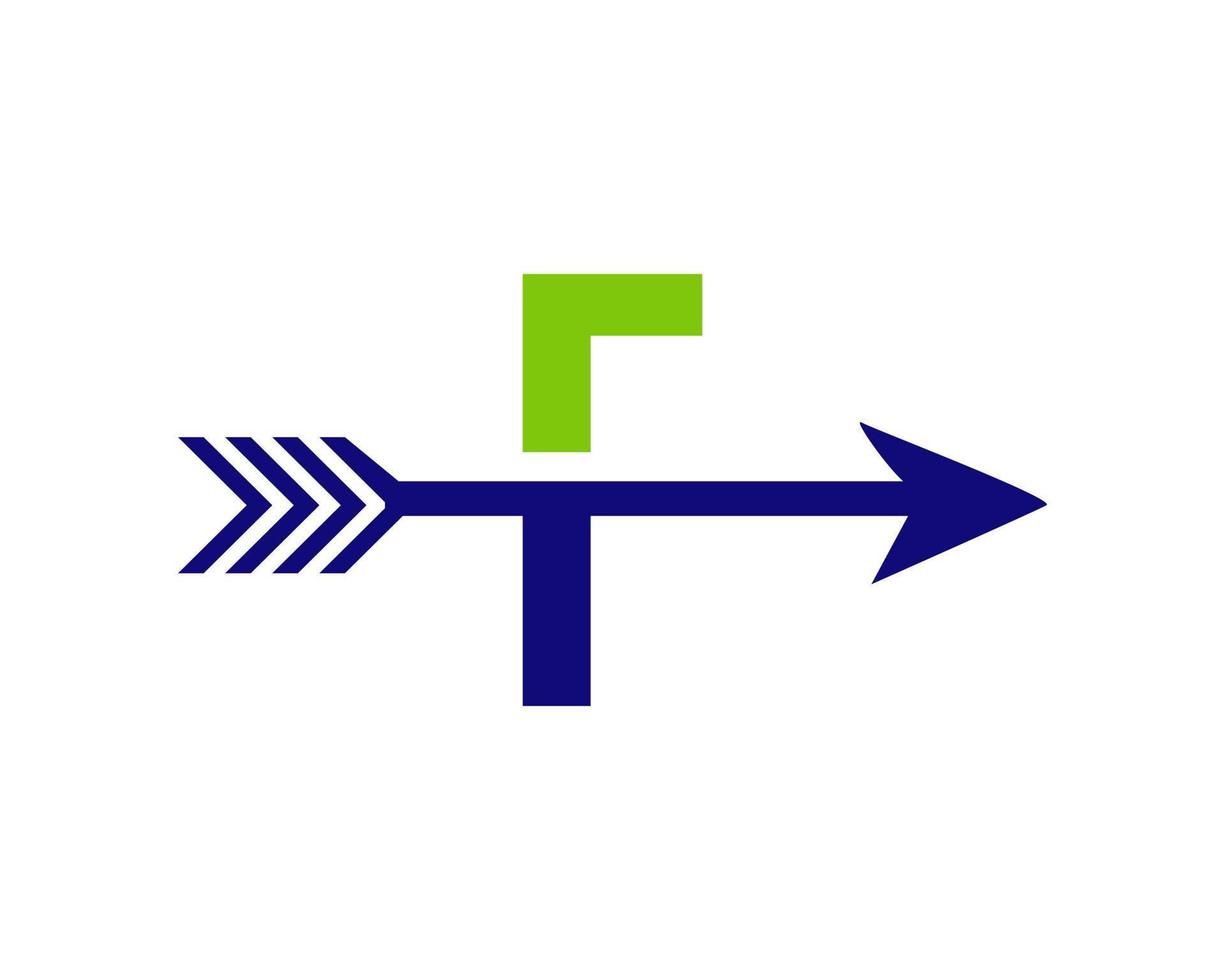 lettre f succès, modèle vectoriel de conception de logo flèche cible
