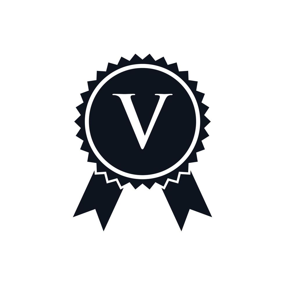 insigne de médaille certifié gagnant sur le modèle de logo v. signe d'insigne de best-seller vecteur