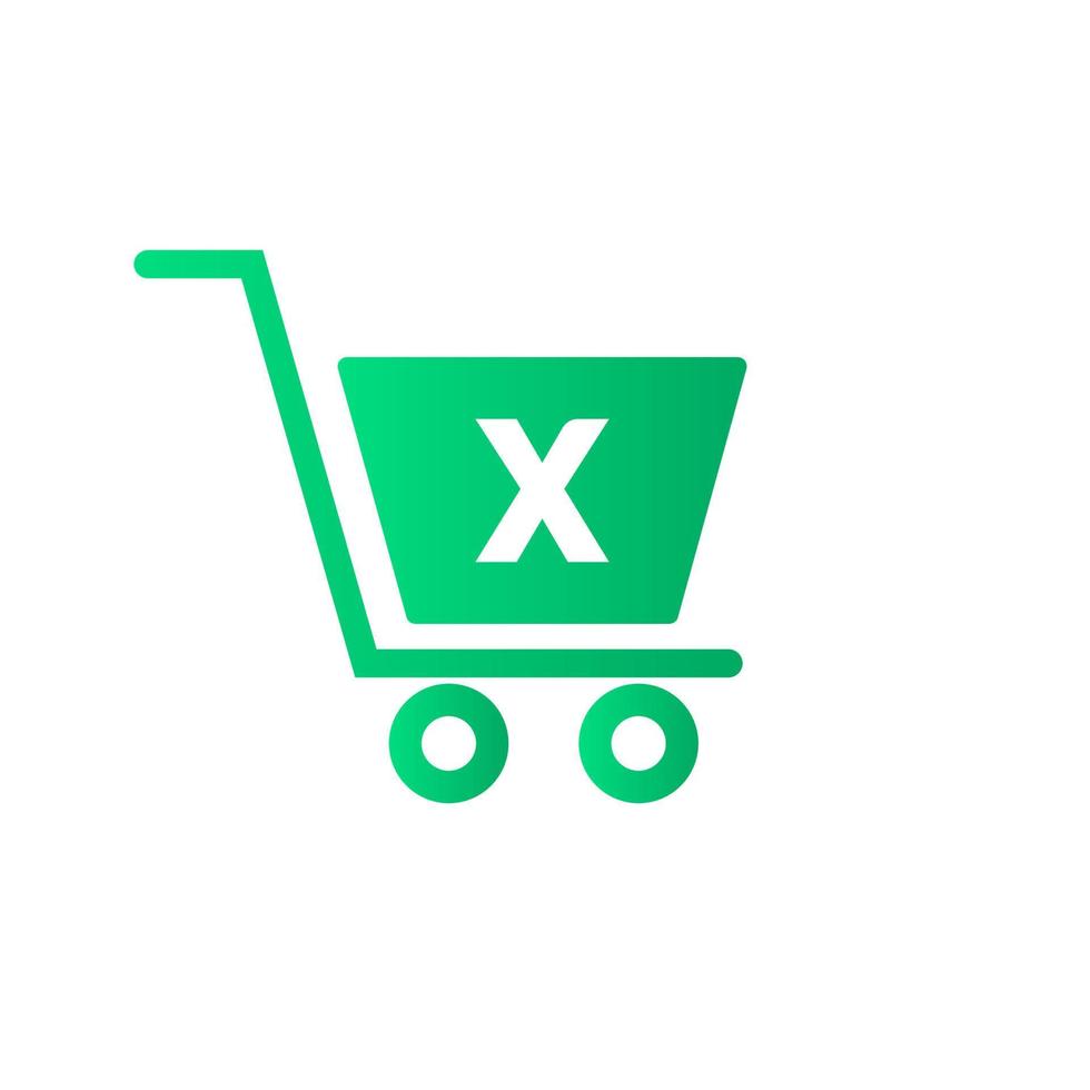 lettre x chariot caddie. modèle de concept de logo initial en ligne et shopping vecteur