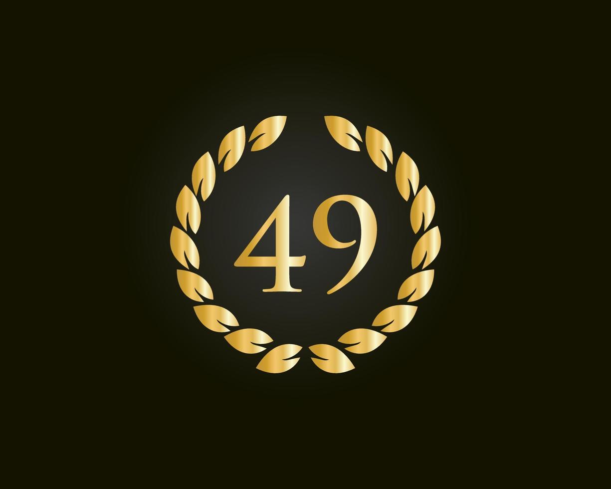Logo du 49e anniversaire avec anneau doré isolé sur fond noir, pour l'anniversaire, l'anniversaire et la célébration de l'entreprise vecteur
