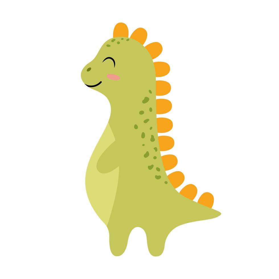 mignon petit dinosaure de dessin animé. drôle de tyrannosaure vert. illustration vectorielle pour enfants. vecteur