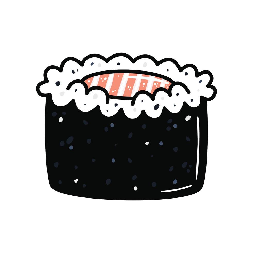 sushis en style cartoon. mignon maki au saumon pour le menu vecteur