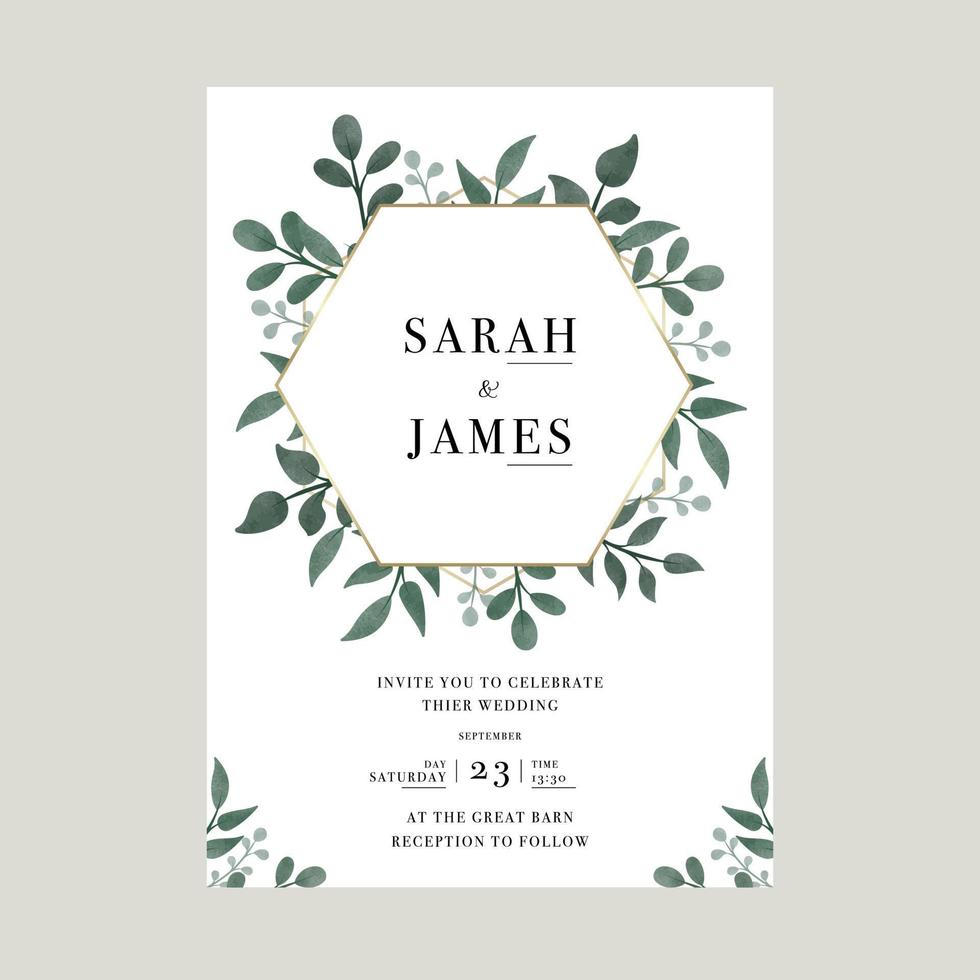 modèle de carte d'invitation de mariage blanc floral vecteur