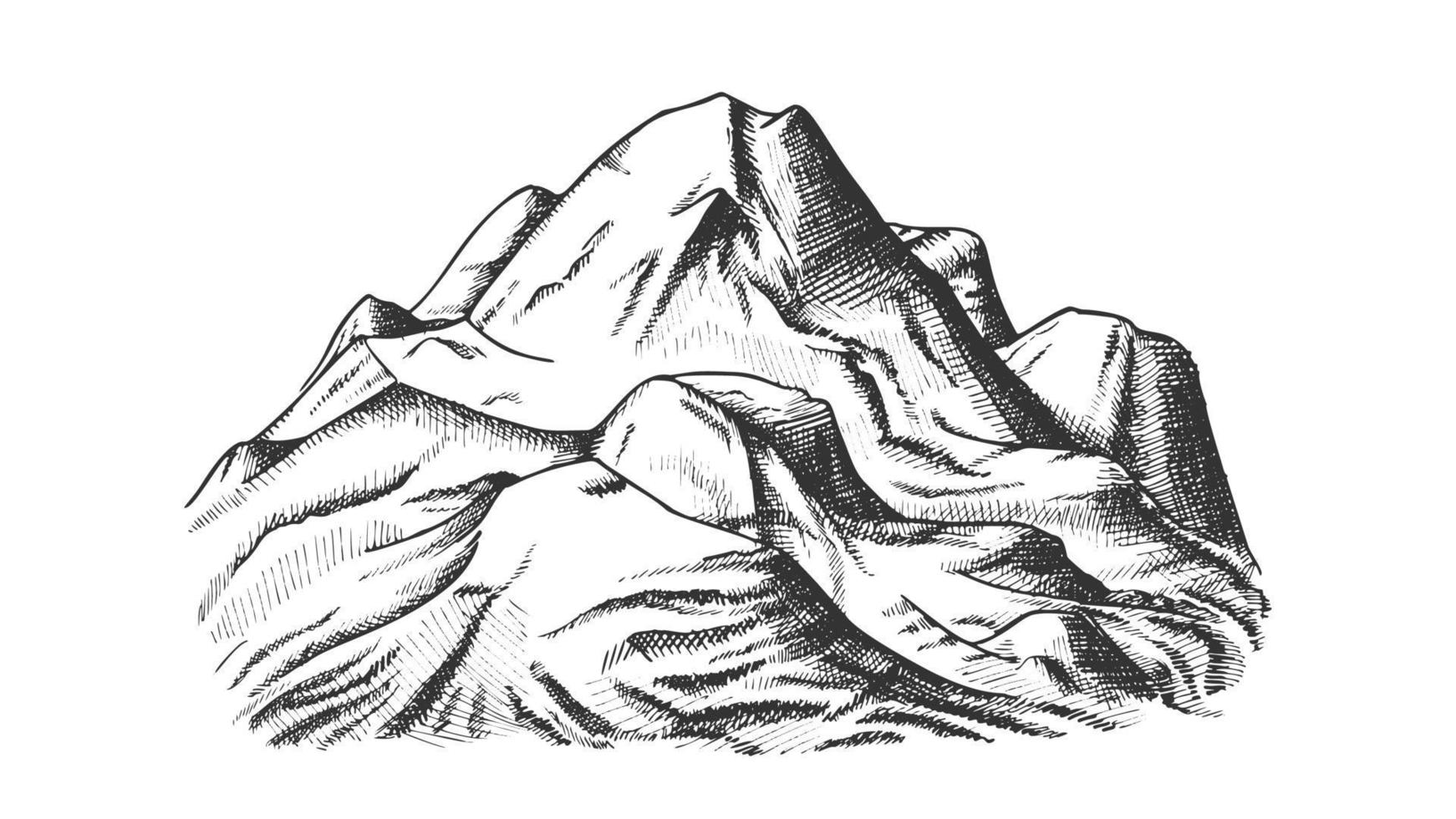 neige couvrant le paysage de montagne vecteur dessiné à la main