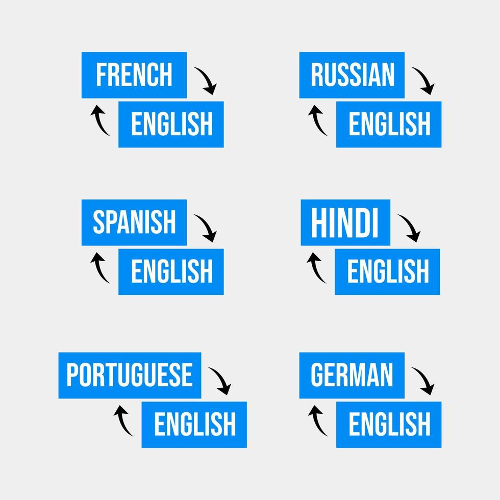 français russe espagnol hindi portugais allemand anglais traduction icône étiquette signe conception vecteur