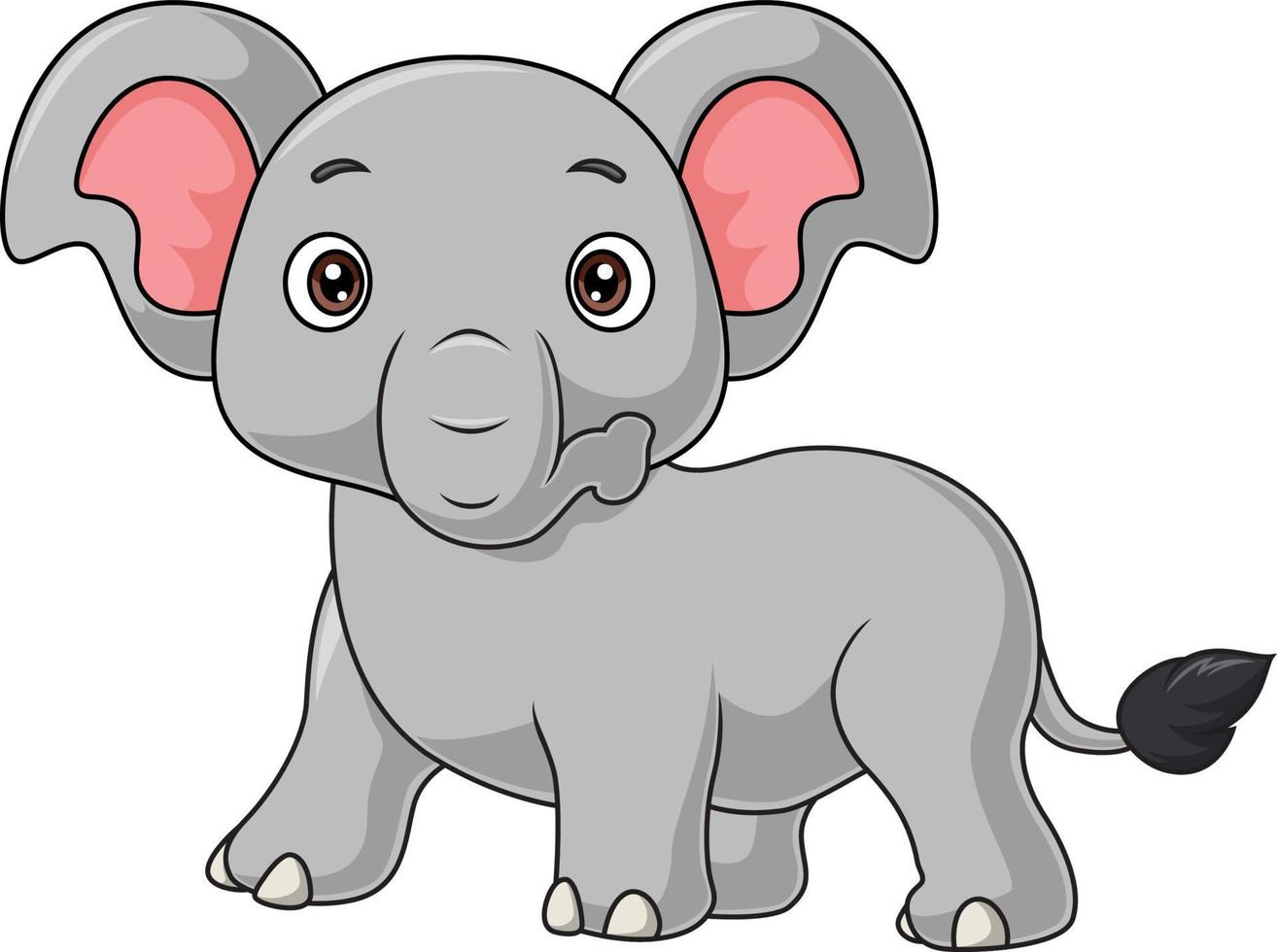 dessin animé bébé éléphant sur fond blanc vecteur