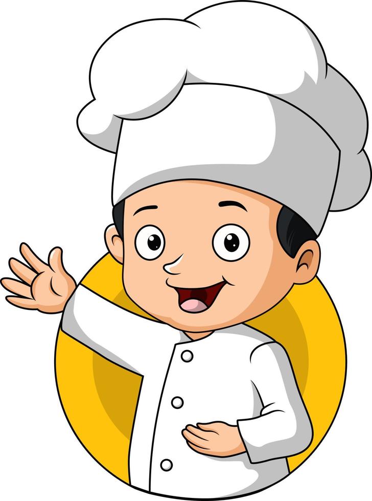 personnage de dessin animé mignon chef enfant garçon vecteur