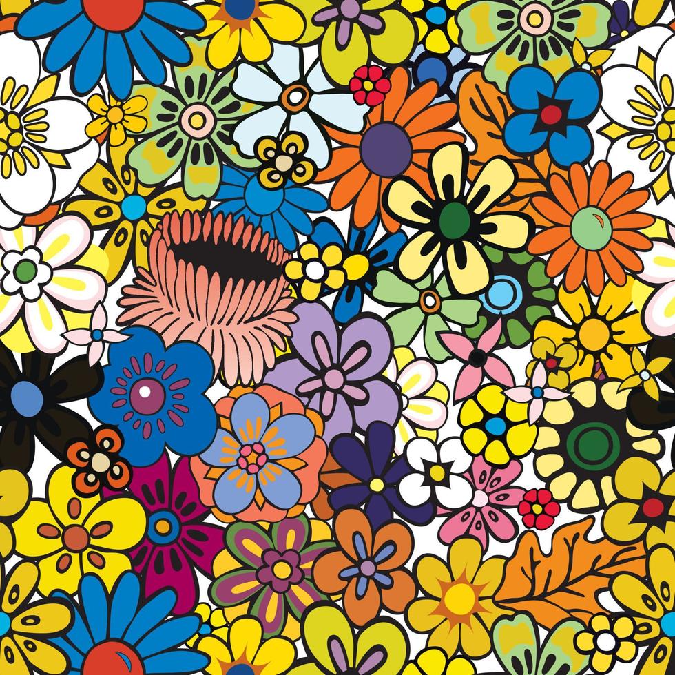 motif fleur coloré mélange sans couture répéter illustration vectorielle vecteur