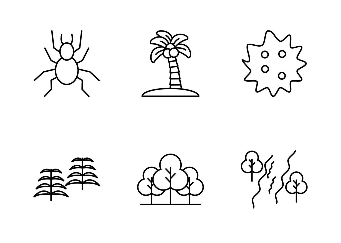 jeu d'icônes vectorielles de la forêt tropicale vecteur