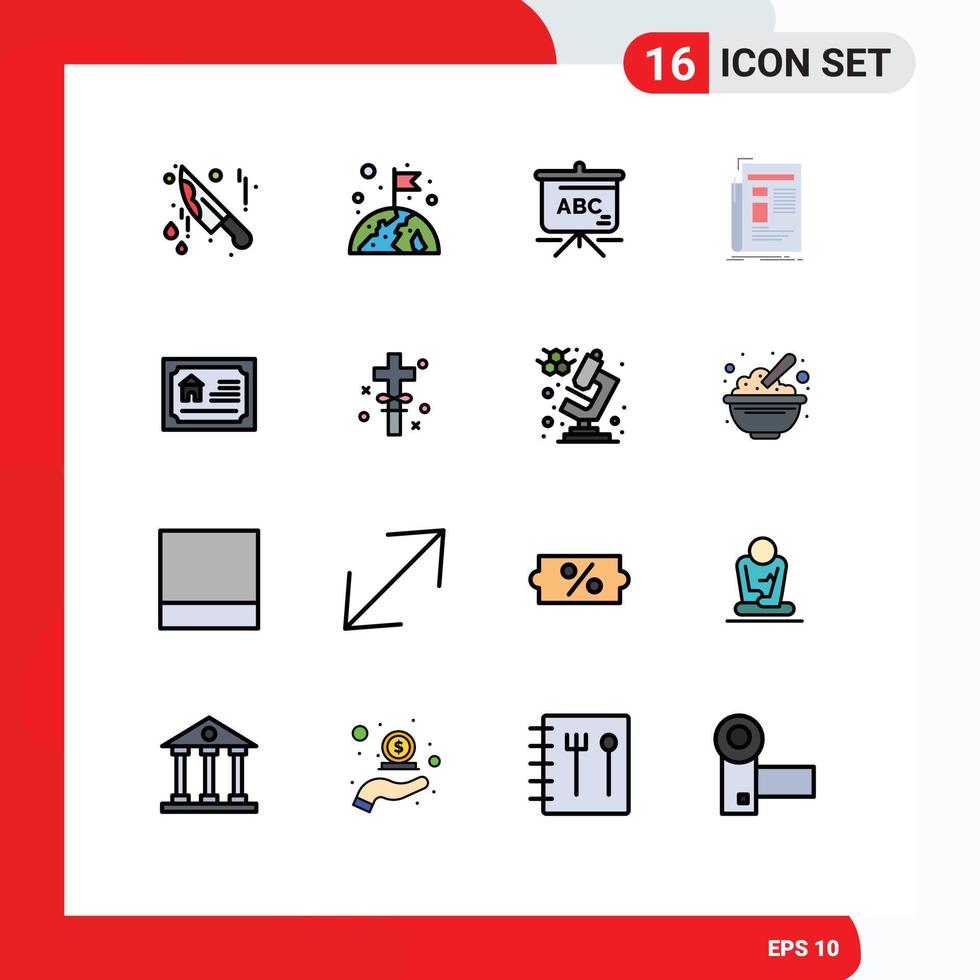 ensemble de 16 symboles d'icônes d'interface utilisateur modernes signes pour la vraie carte éducation journal nouvelles éléments de conception vectoriels créatifs modifiables vecteur