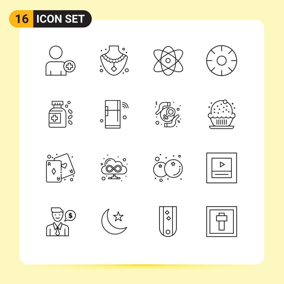 pack d'icônes vectorielles stock de 16 signes et symboles de ligne pour la physique de la bouteille de tablette éléments de conception vectoriels modifiables de fruits sains vecteur