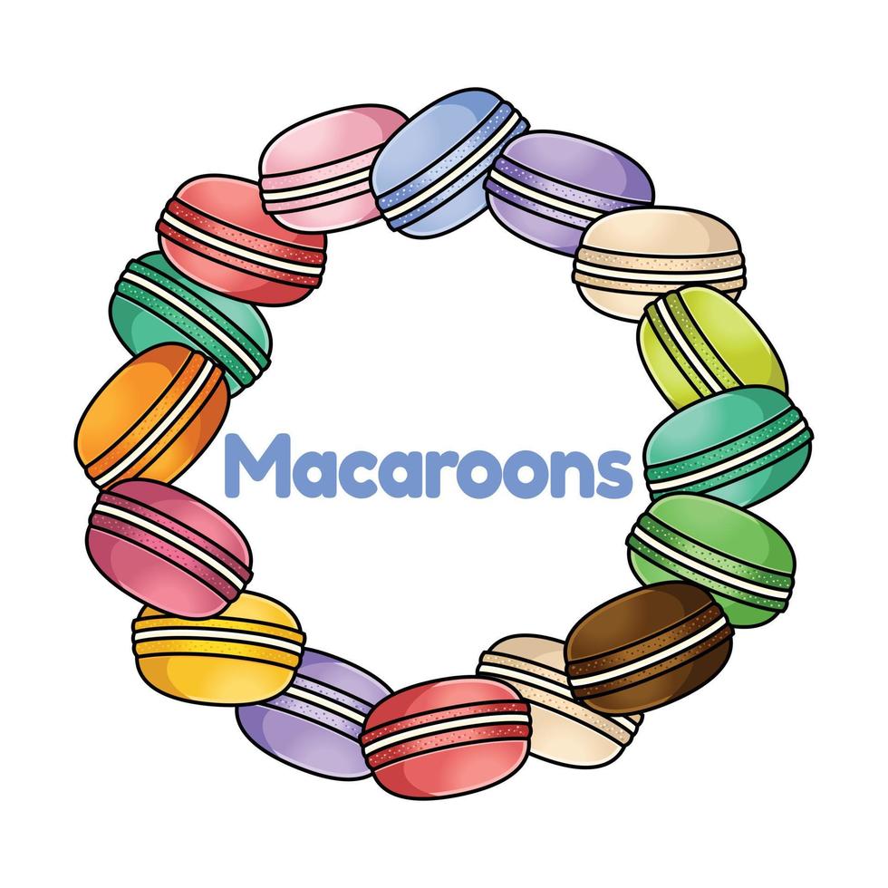 dessert macarons français ou macaron. modèle vectorielle continue pour papier, emballage, tissus. dessin animé design plat illustration art couleurs pastel sur fond blanc. vecteur