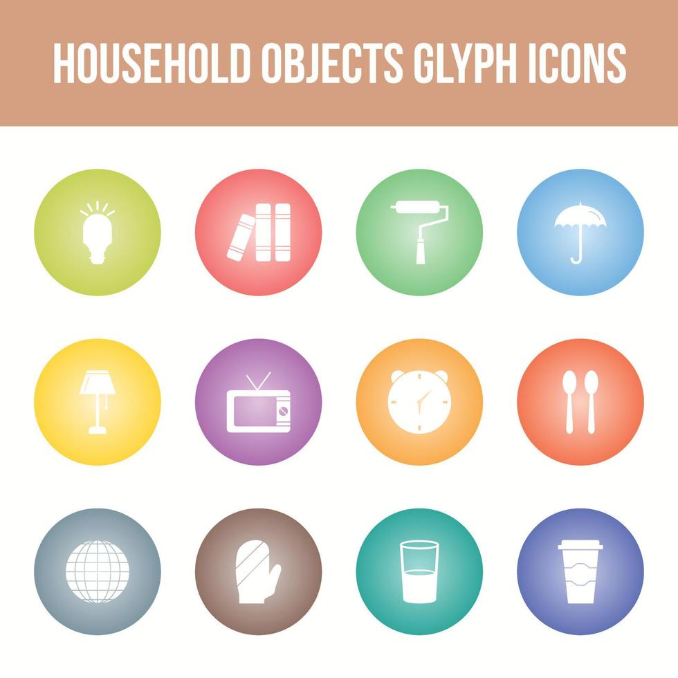 ensemble d'icônes de glyphe vectoriel d'objets ménagers uniques