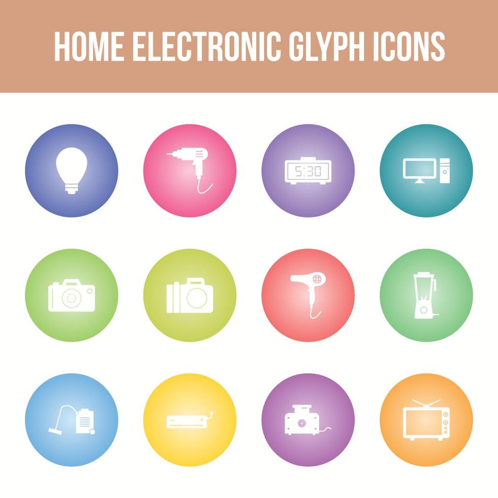 jeu d'icônes de glyphe de vecteur électronique maison unique