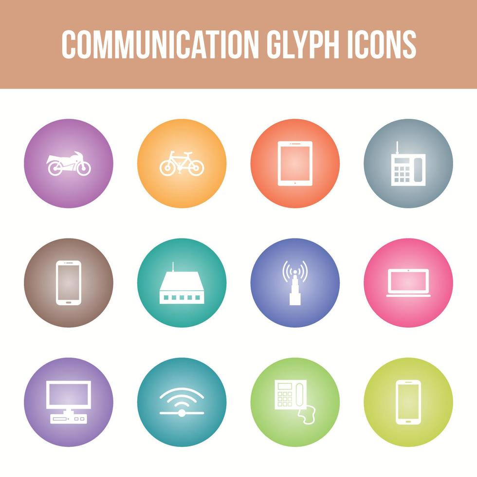 jeu d'icônes de glyphe de vecteur de communication unique
