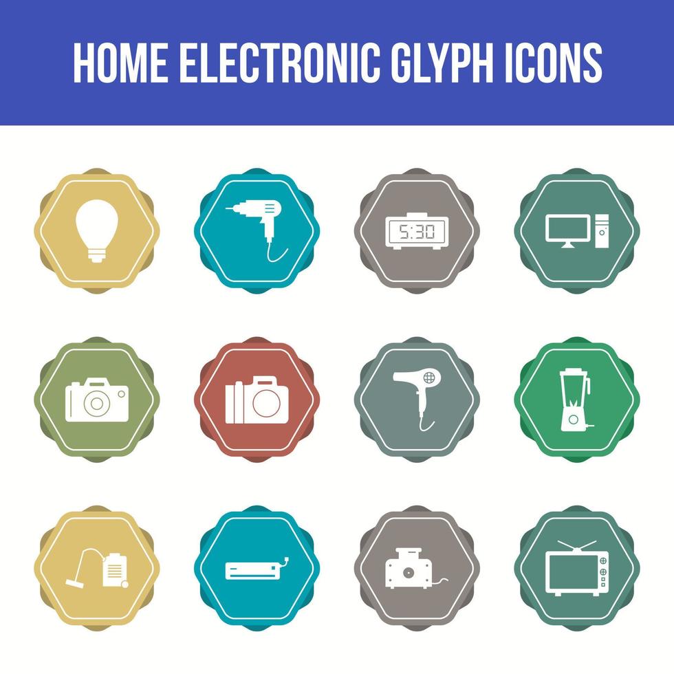 jeu d'icônes de glyphe de vecteur électronique maison unique