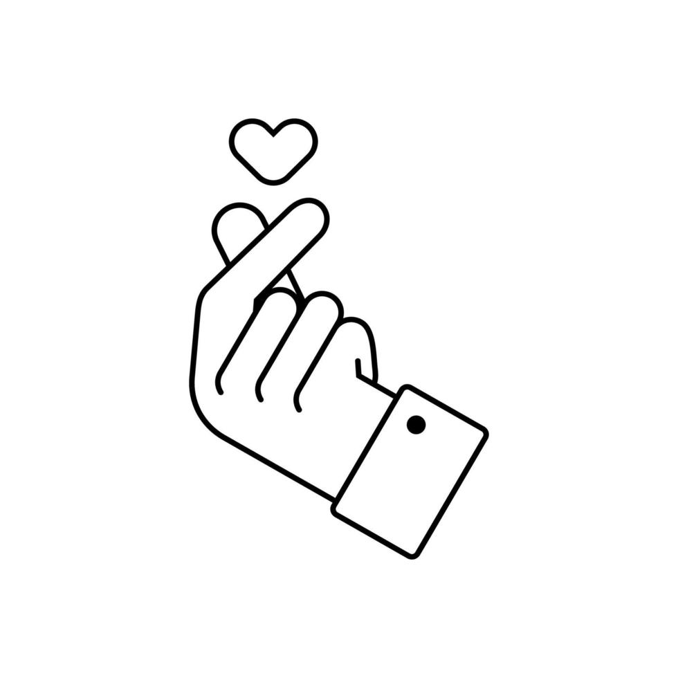 vecteur d'icône de coeur de doigt coréen, signe de doigt d'amour