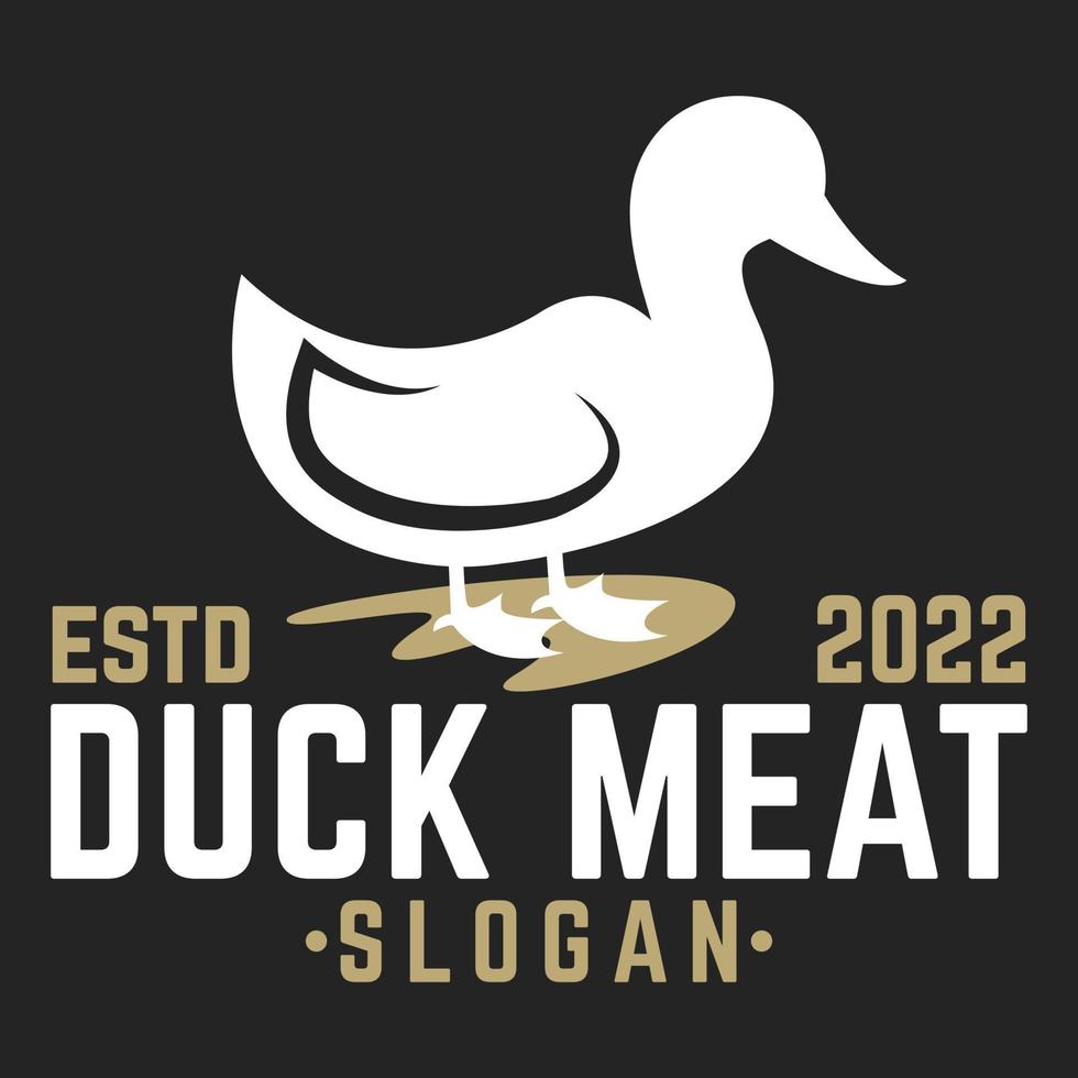 illustration de logo design plat de logo de magasin de viande de canard rétro vintage. modèle de logo vectoriel isolé sur fond noir