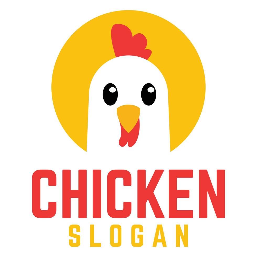 illustration de logo design plat mascotte tête de poulet. modèle de logo vectoriel isolé sur fond blanc