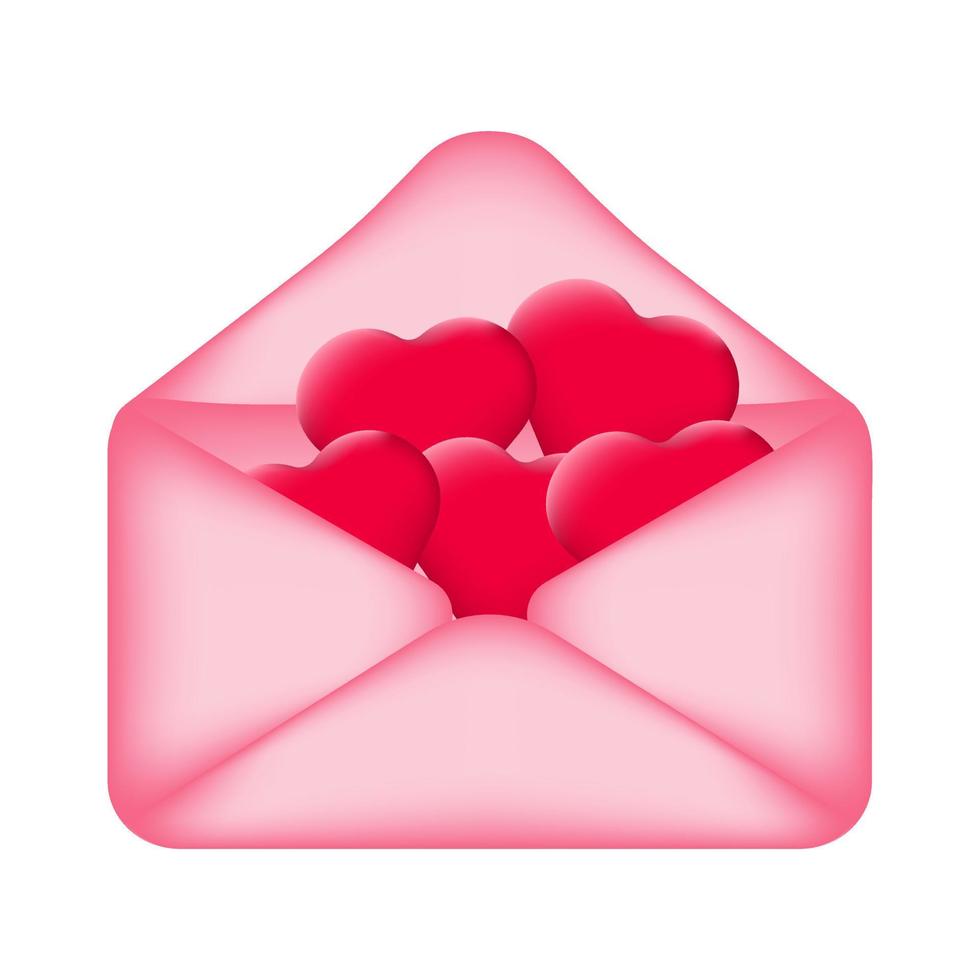 enveloppe de courrier remplie de coeurs. surprise pour un être cher, un cadeau pour la saint valentin. illustration vectorielle. vecteur