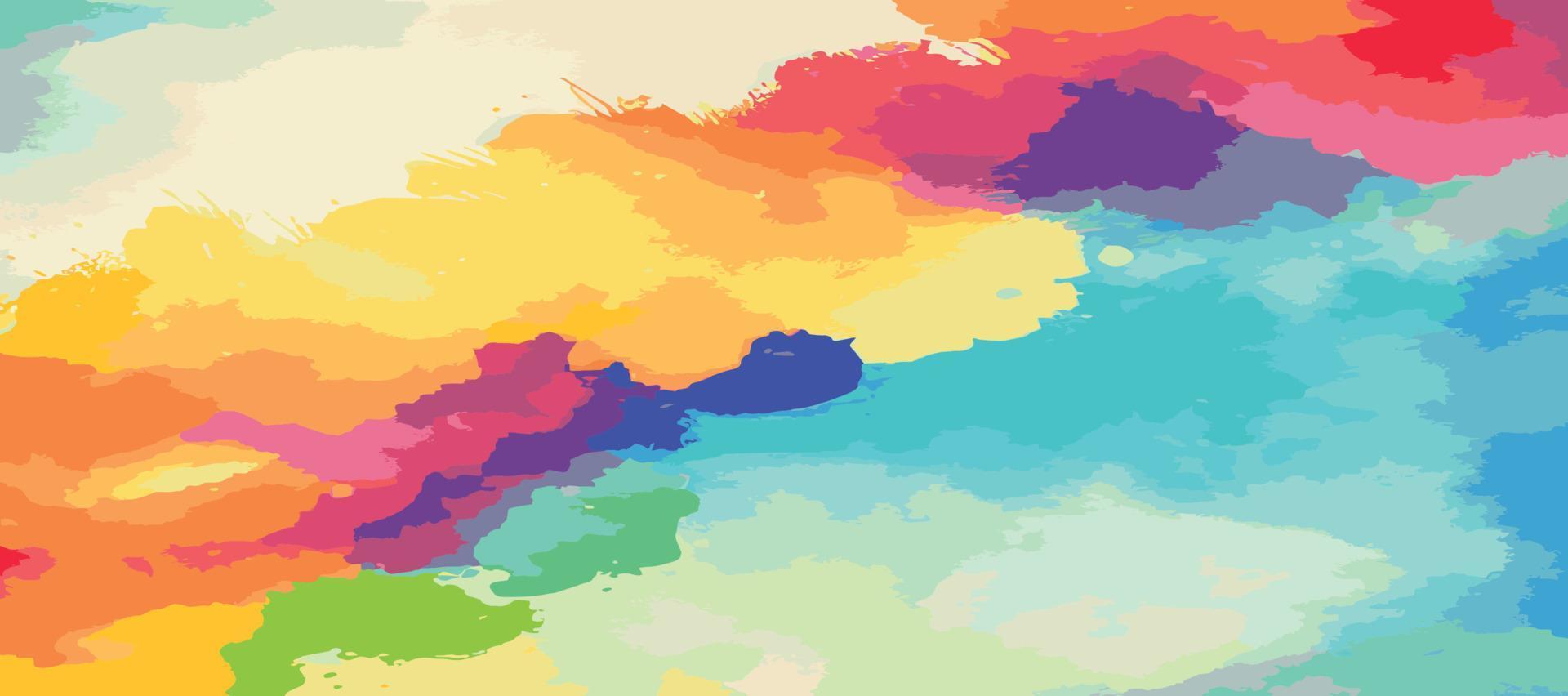 texture panoramique aquarelle multicolore réaliste sur fond blanc - vecteur