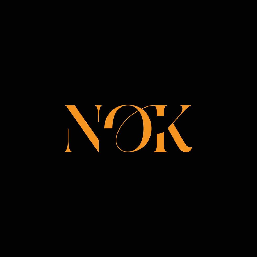 création de logo lettre nok, logo vectoriel nok, nok avec forme, modèle nok avec couleur assortie, logo nok simple, élégant, logo luxueux nok, vecteur nok pro, typographie nok,