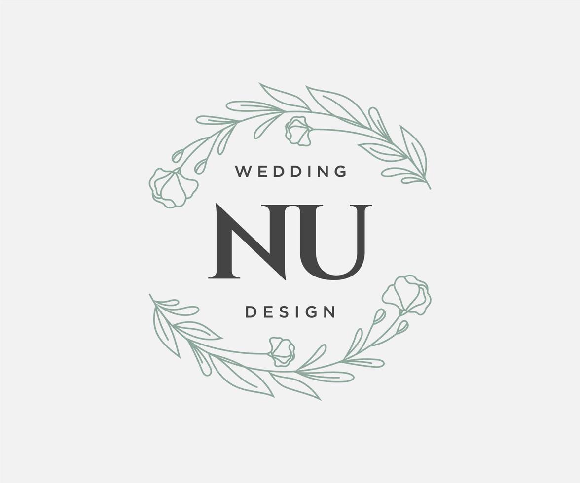 nu initiales lettre mariage monogramme logos collection, modèles minimalistes et floraux modernes dessinés à la main pour cartes d'invitation, réservez la date, identité élégante pour restaurant, boutique, café en image vectorielle vecteur