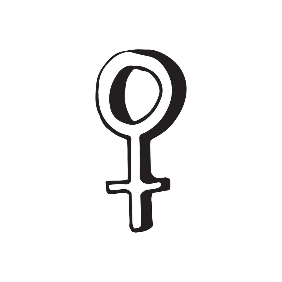 illustration de griffonnage dessiné à la main. conception de concept de femmes. symboles du féminisme et du mouvement de positivité corporelle. vecteur