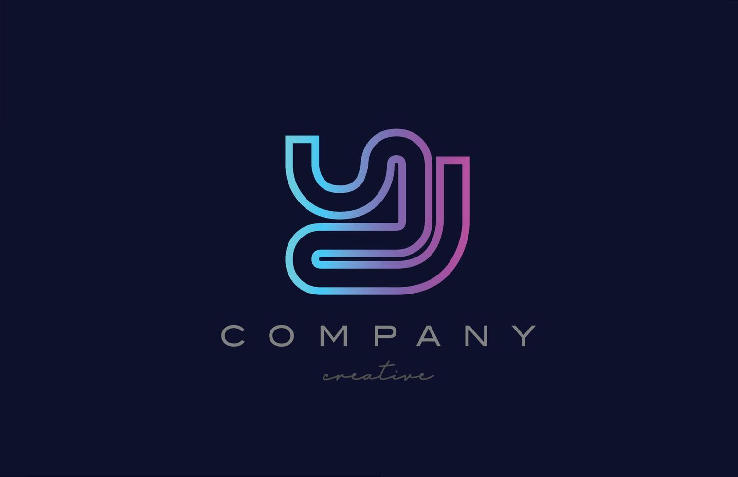 icône du logo de la lettre de l'alphabet rose bleu y. modèle créatif pour une entreprise ou une entreprise avec un design en ligne vecteur