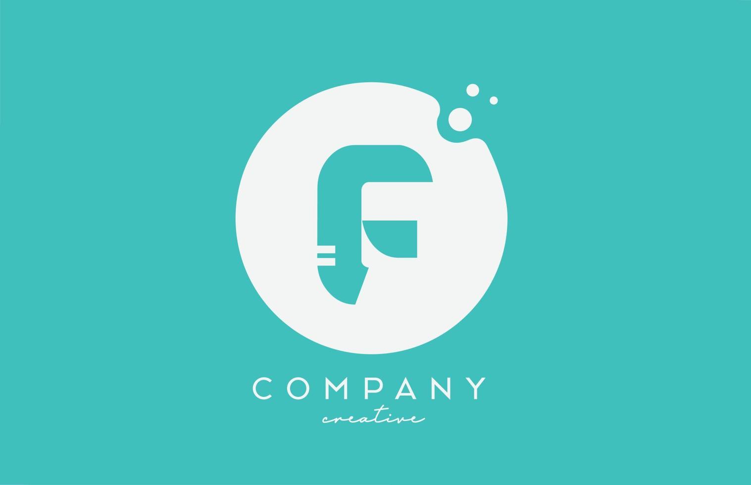 cyan f cercle vert alphabet lettre logo icône design avec des points. modèle créatif pour les entreprises et les entreprises vecteur