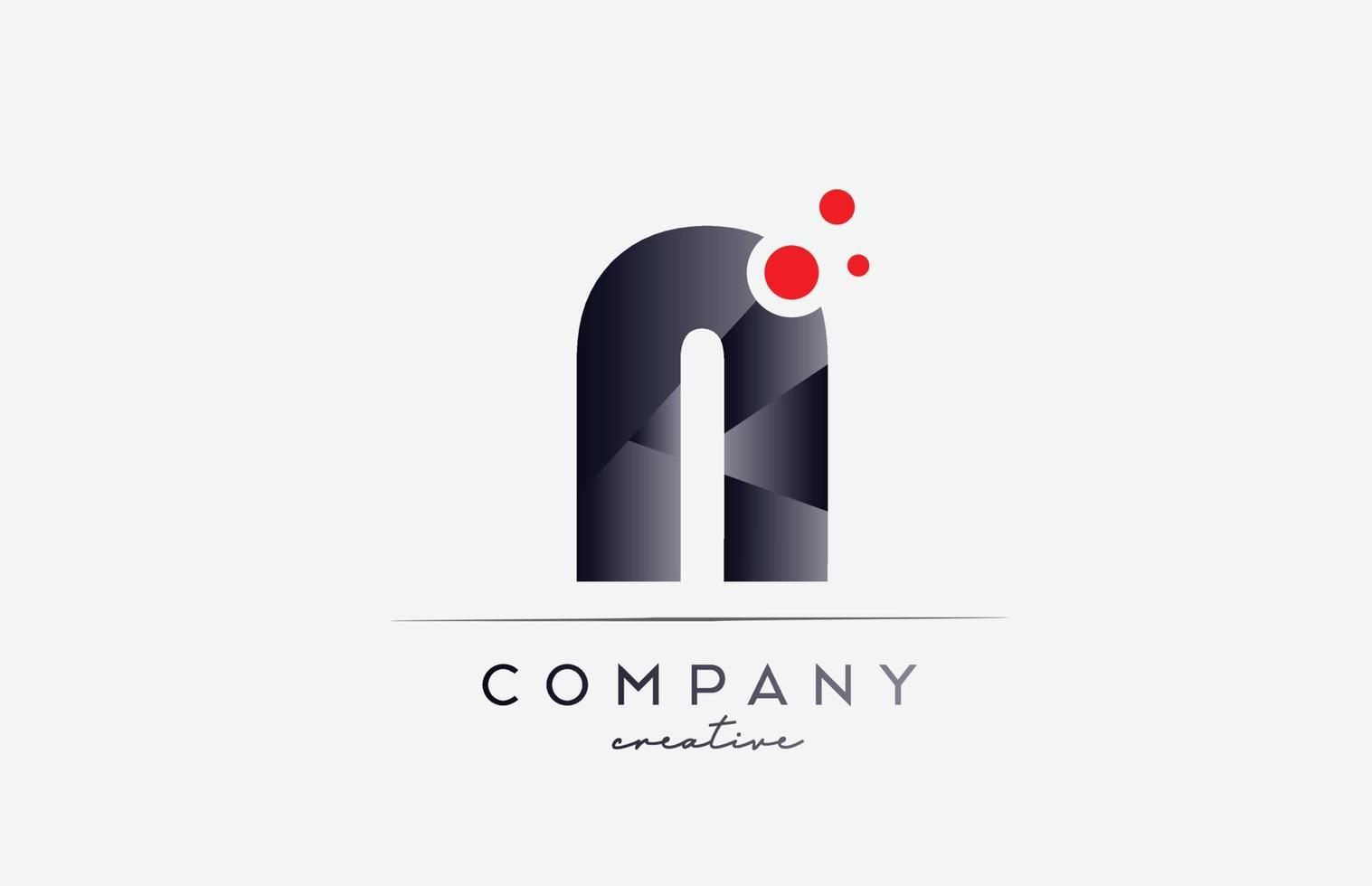n icône du logo lettre alphabet avec couleur grise et point rouge. conception adaptée à une entreprise ou une entreprise vecteur
