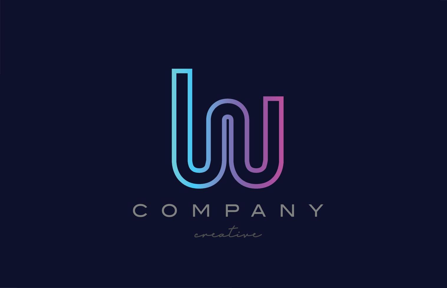 icône du logo lettre alphabet rose bleu w. modèle créatif pour une entreprise ou une entreprise avec un design en ligne vecteur