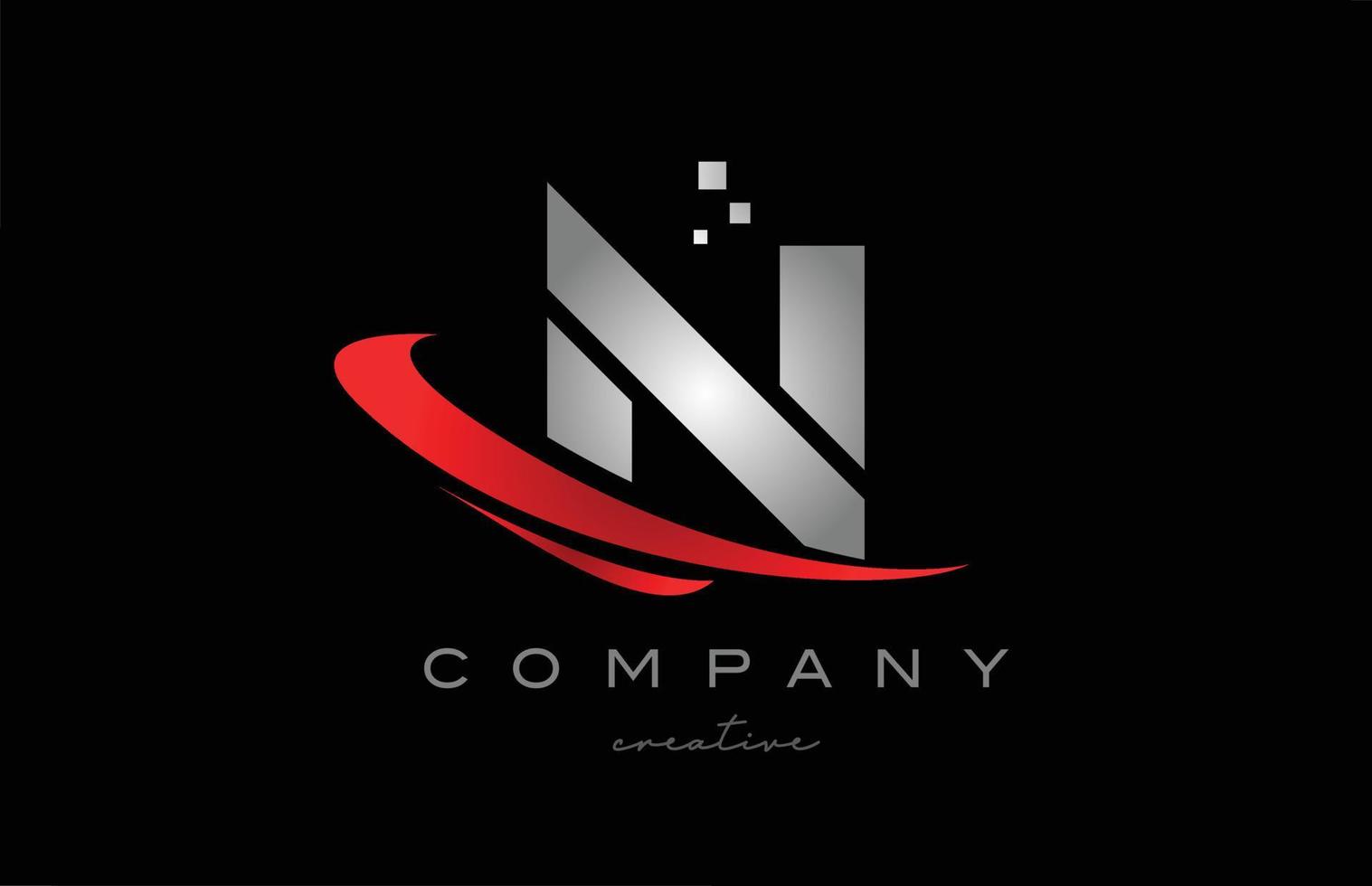 icône de logo de lettre alphabet swoosh rouge avec couleur grise. conception adaptée à une entreprise ou une entreprise vecteur