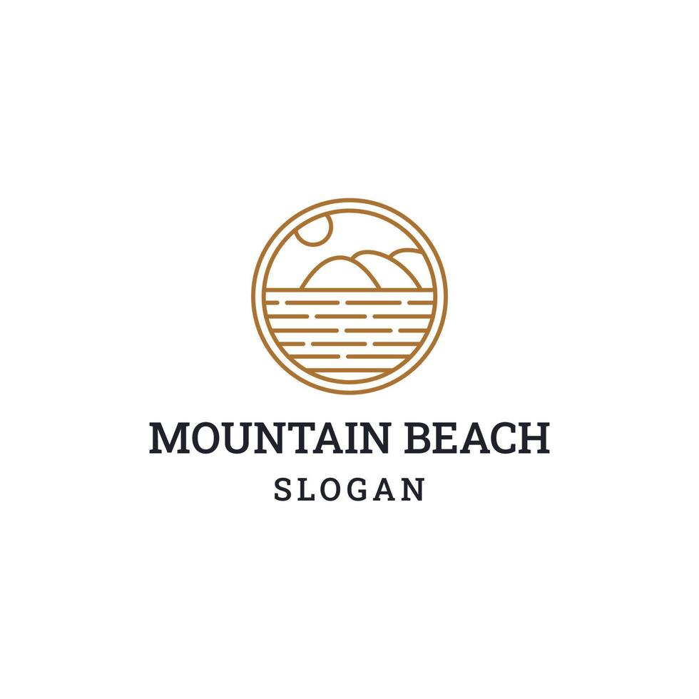 mer de montagne, plage, logo pour les vacances vecteur