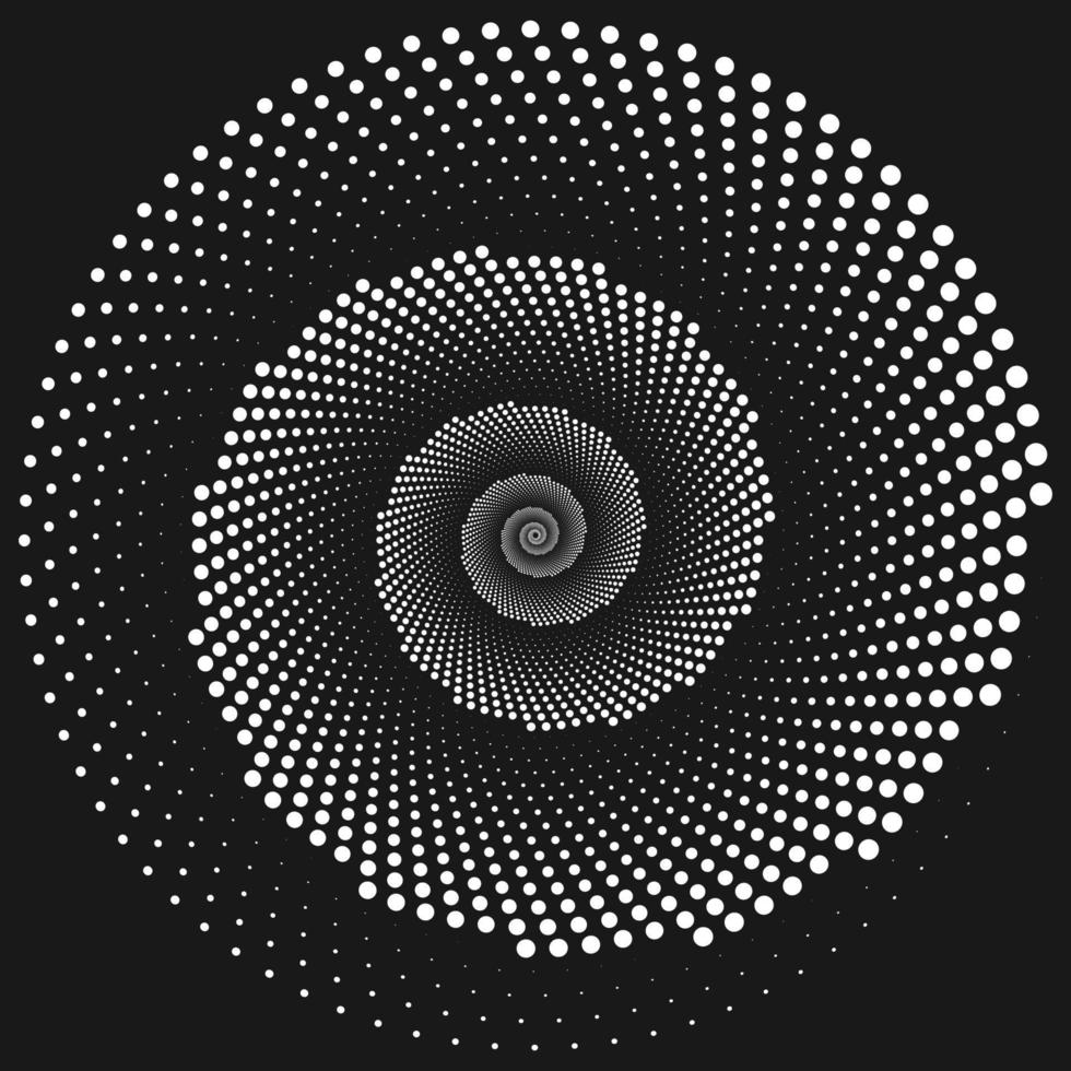 spirale blanche pointillée, cercle rond vif, dessin vectoriel abstrait