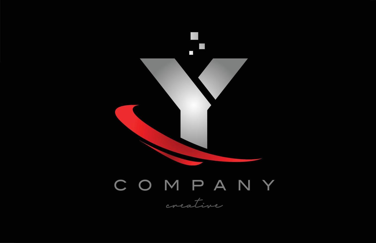 icône du logo lettre alphabet swoosh y rouge avec couleur grise. conception adaptée à une entreprise ou une entreprise vecteur