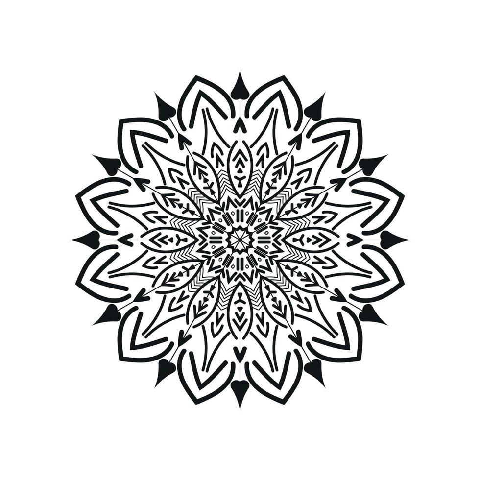 art de mandala fleur noir et blanc vecteur