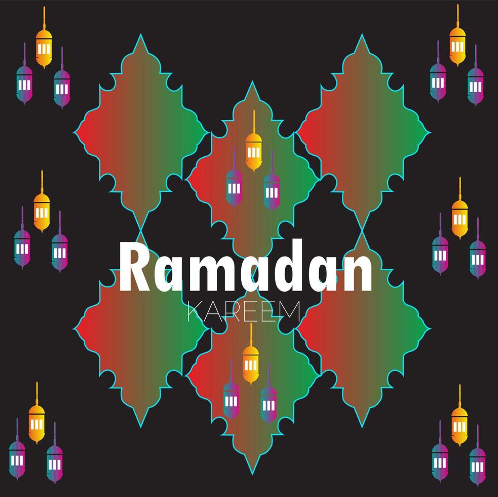 carte de ramadan kareem avec arrière-plan lattern. ramadan kareem calligraphie arabe conception de voeux islamique. vecteur